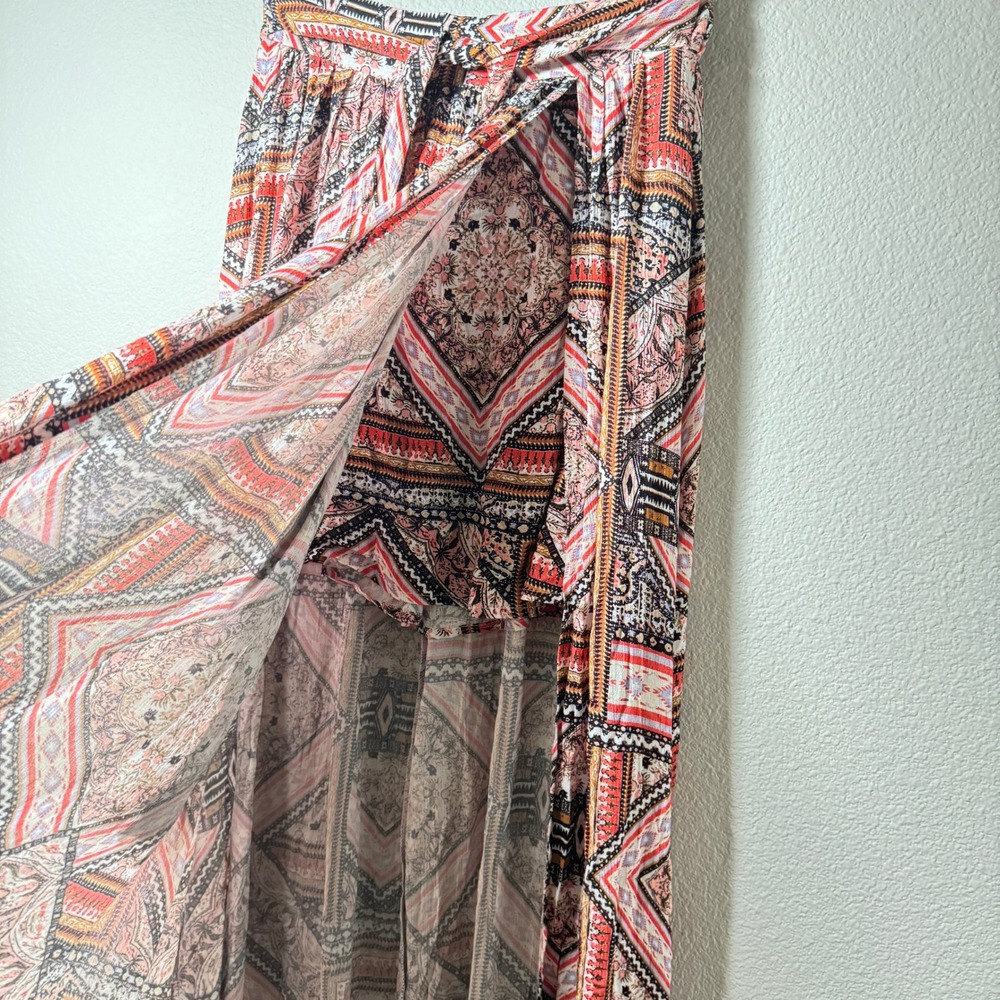 SHYANNE Boho Geometric‎ Print Maxi Wrap Skirt XS Tie Waist Western Festival - Picture 12 of 16